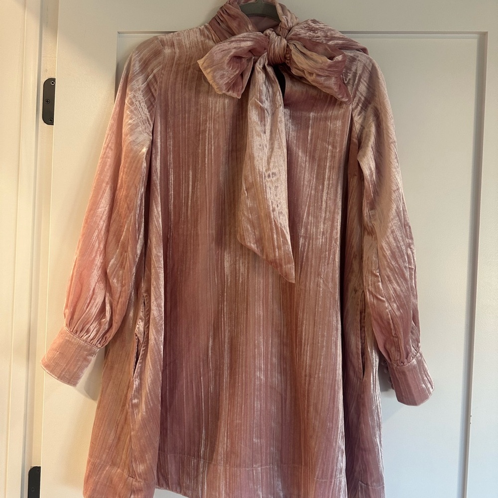 Maeve Pink Velvet Mini Dress